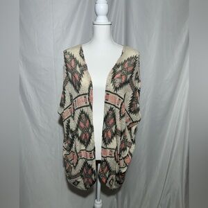 Blushed Cardigan Southwestern Aztec Drop Sleeves Knit Womens Size Large